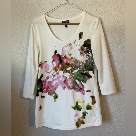 Escada Sport Multi Color Abstract Print Top Size Small - Picture 3 of 11